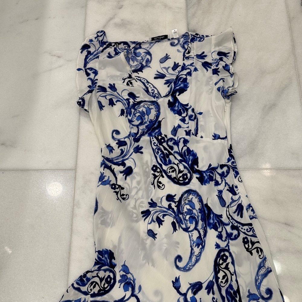 Robert Graham Asymmetrical Dress in Blue and White
